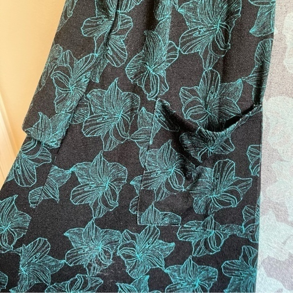 LuLaRoe Longline Sarah Cardigan Open Black Green Floral Women's Size Large - Picture 5 of 10